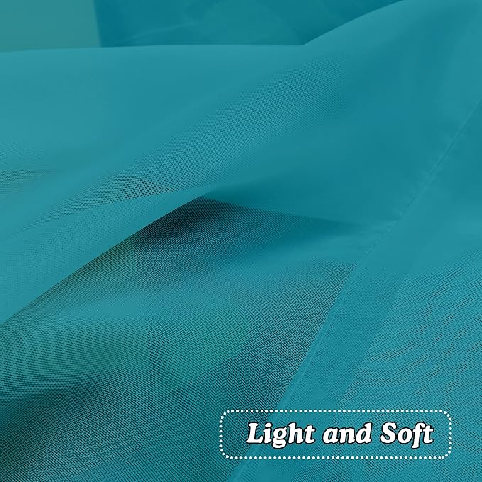 OVZME Turquoise Sheer Curtains 36 inches Long, Short Kitchen Window Treatment Solid Sheers Cafe Curtains Bathroom Voile Half Window Curtains 2 Panels, Rod Pocket, 42" Wx36 L