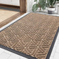 Smiry Front Door Mat Outside Entrance, Heavy Duty Sturdy Natural Rubber Doormat, Trap Dirt and Moisture, Easy Clean Low Profile Mats for Indoor Outdoor Entry, Grid Geometric (35x23, Coffee)