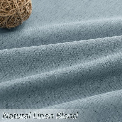 Guken Blue 100% Blackout Linen Curtains 132 Inch Length 2 Panels Set for Living Room Bedroom Back Tab Thermal Insulated Black Out Drapes Room Darkening Farmhouse Window Curtains Dusty Blue 52x132