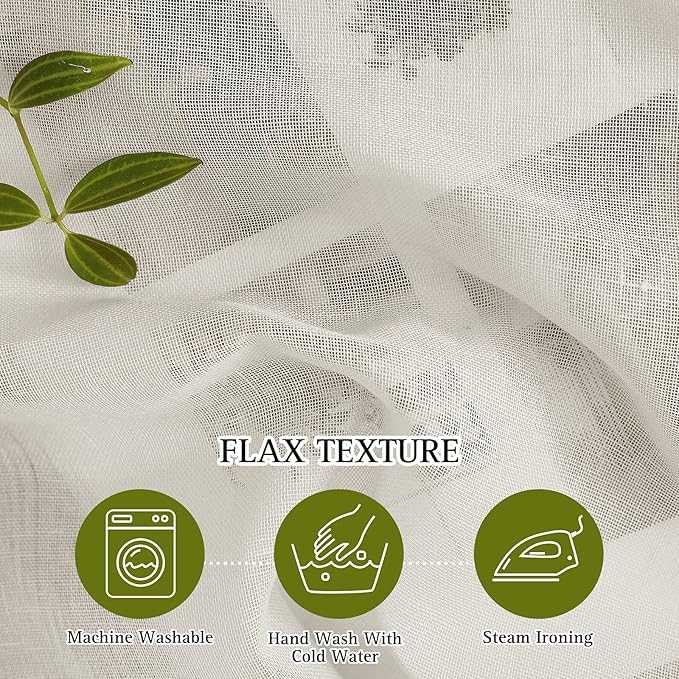 NICETOWN Semi Sheer Linen Curtains Extra Wide for French Door, Grommet Privacy with Light Filtering Vertical Window Curtains for Living Room/Bedroom, Natural, W62 x L84, 2 PCs