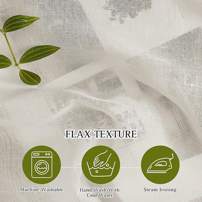 NICETOWN Semi Sheer Linen Curtains Extra Wide for French Door, Grommet Privacy with Light Filtering Vertical Window Curtains for Living Room/Bedroom, Natural, W62 x L84, 2 PCs