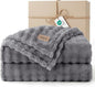 Bedsure 3D Fleece Bubble Blanket - GentleSoft Grey Queen Blanket for Bed Sofa Room Decor - Luxury Soft Cozy Gifts for Kids, Lightweight, All Seasons, Grey, 90"×90"