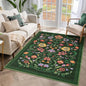 GarveeHome Washable Rug 3x5 Area Rugs for Living Room, Floral Rug for Bedroom, Soft Boho Non Slip Throw Rugs with Rubber Back, Low Pile Stain Resistant Vintage Floral Carpet for Dining Room, Green