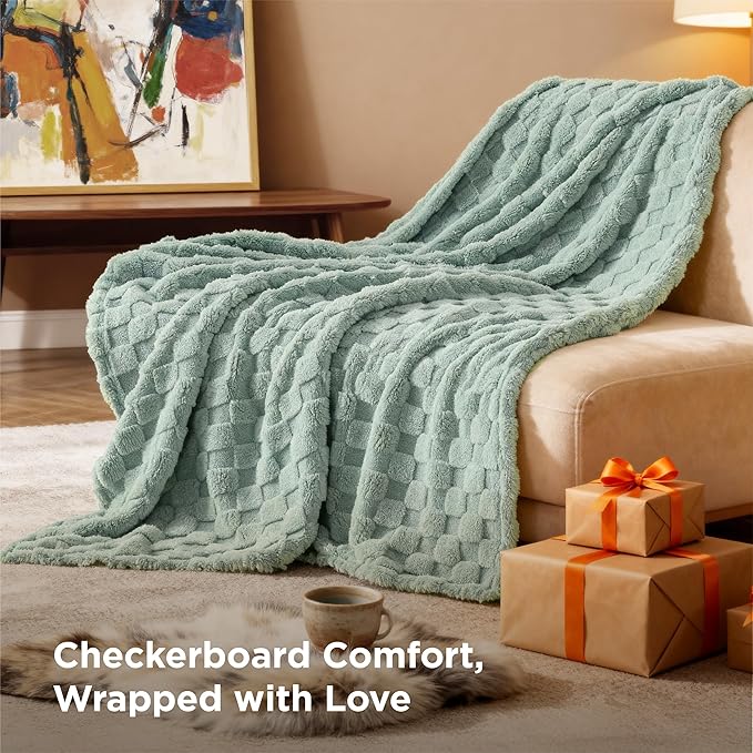 Bedsure GentleSoft Twin Blanket for Bed - Super Soft Cozy Spring Blankets for Kids Girls, Cute Fuzzy Fleece Throws for Bedroom Couch, Sage Green, 60x80 Inches