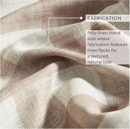 Elrene Home Fashions Farmhouse Living Grainger Buffalo-Check Blackout Window Curtain, Living Room and Bedroom Drape with Rod Pocket Tabs, 52" x 95", Linen, 1 Panel
