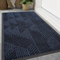 Smiry Front Door Mat Outside Entrance, Heavy Duty Sturdy Natural Rubber Doormat, Trap Dirt and Moisture, Easy Clean Low Profile Mats for Indoor Outdoor Entry, Irregular Triangle (59x20, Navy Blue)