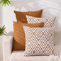 HPUK Decorative Throw Pillow Covers Set of 4 Geometric Design Linen Cushion Cover for Couch Sofa Living Room, 18"x18" inches, Golden Brown