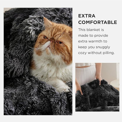 Bedsure GentleSoft Fluffy Tie Dye Black King Size Blanket for Bed, Thick Soft Sherpa Faux Fur Fleece Bedding Fuzzy Plush Winter Warm Heavy Large King Blanket, Cozy Black Gifts for Men Women, 108x90