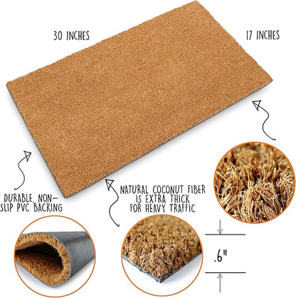 MAINEVENT Blank Doormat Coir 30x17 Inch for Screen Printing, Plain Door Mat for Outdoor Painting