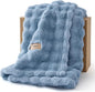 Bedsure 3D Fleece Bubble Blanket for Couch - GentleSoft Blue Spring Throw Blanket for Sofa Bed Room Decor - Luxury Soft Cozy Gifts for Kids Girls, Lightweight, All Seasons, Celestial Blue, 50"×60"