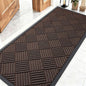 OLANLY Front Door Mat Outside Entrance 59x23, Absorbent, Heavy Duty Sturdy Natural Rubber Doormat Indoor Outdoor, Stain and Fade Resistant, Non-Slip Low Profile Floor Mat for Entryway, Brown Diamond