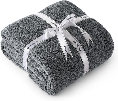 Bedsure Gentlesoft Cozy Knit Throw Blanket - Soft Fluffy Blanket for Couch, Bed, Sofa, Lightweight Warm All Season Plush Blankets, Mothers Day, Birthday Gifts for Women Men, Dark Grey, 50x60 Inches
