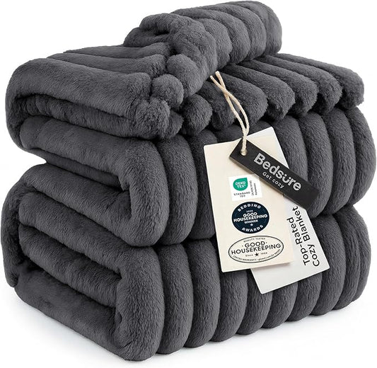Bedsure GentleSoft Grey Full Blanket for Bed - Cozy Soft Blankets for Women, Cute Large Throws for Girls, 84x90 Inches