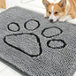 OLANLY Dog Door Mat for Muddy Paws 30x20, Paw Print Design, Absorbs Moisture and Dirt, Absorbent Non-Slip Washable Doormat, Quick Dry Chenille Mud Mat for Dogs, Entry Indoor Entryway Carpet, Grey