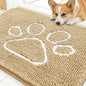 OLANLY Dog Door Mat for Muddy Paws 30x20, Paw Print Design, Absorbs Moisture and Dirt, Absorbent Non-Slip Washable Doormat, Quick Dry Chenille Mud Mat for Dogs, Entry Indoor Entryway Carpet, Beige