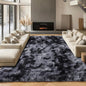 ONASAR Area Rugs 9x12 Living Room, Tie-Dyed Dark Grey Large Fluffy Bedroom Rug, Soft Plush Thick Shaggy Big Floor Carpet for Kids Boy Girls Teen Dorm Nursery Indoor Home Decor Aesthetic