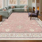 Washable 8x10 Blush Pink Rug for Bedroom Girls Dorm, Floral Retro Living Room Rugs, Soft Thin Low Pile Non Slip Stain Resistant Carpet