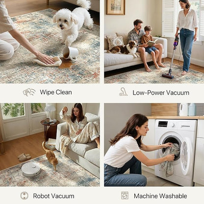 BEIMO Area Rugs 9x12 for Living Room Bedroom, Modern Abstract Machine Washable Rug, Large Soft Low Pile Floor Carpet with Non Slip Backing for Dining Room, Multi
