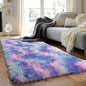 Runner Rugs for Bedroom 2x6 Rug Runners for Hallways Non Slip Soft Shag Bedside Rug, Fluffy Area Rug Throw Rugs for Living Room, Floor Carpet Runner for Nursery Kids Dorm, Rainbow Purple