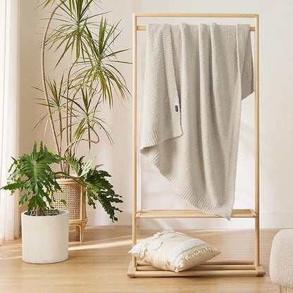 Bedsure Beige Knit Twin Blanket for Couch - Super Soft Cozy Fluffy Throw Blanket, Lightweight Warm Knitted All Season Blankets for Bed Sofa, Mothers Day, Birthday Gifts for Women Men, 60x80 Inches