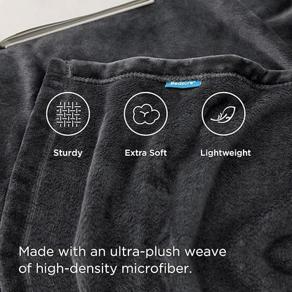 Bedsure GentleSoft Fleece Bed Blankets Large Size Charcoal - Soft Lightweight Fuzzy Cozy Luxury Oversized King Blanket Microfiber, Room Home Decor Gifts for Women and Men, 120x120 inches