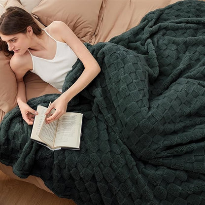 Bedsure GentleSoft Blankets Queen Size for Bed - Super Soft Cozy Spring Blanket for Kids Girls, Large Fuzzy Fleece Throw for Bedroom Decor, Dark Green, 90x90 Inches