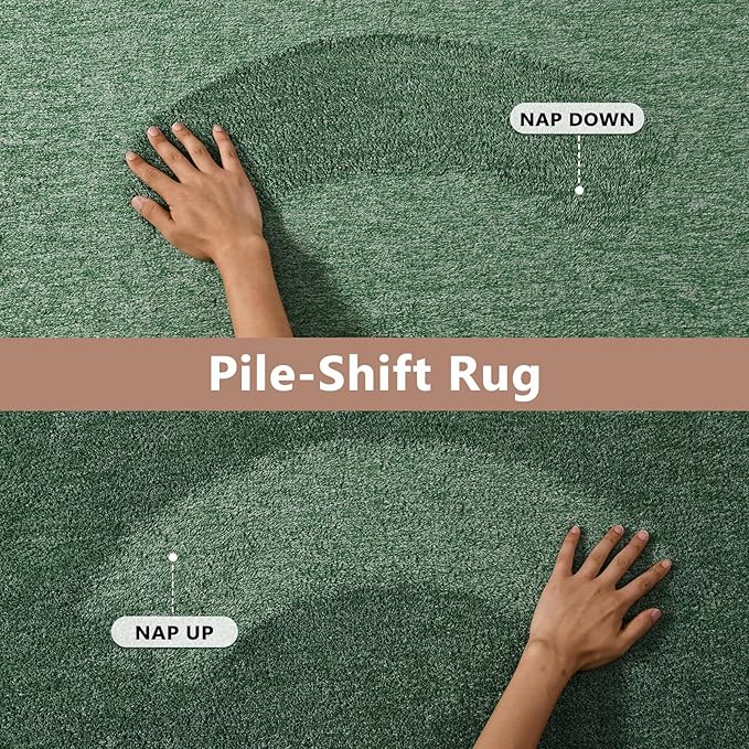 FinRèc 4x6 Washable Area Rugs for Bedroom Living Room, Low Pile Thin Rug Solid Color, Non-Slip Carpet Indoor for Home Decor (Green)