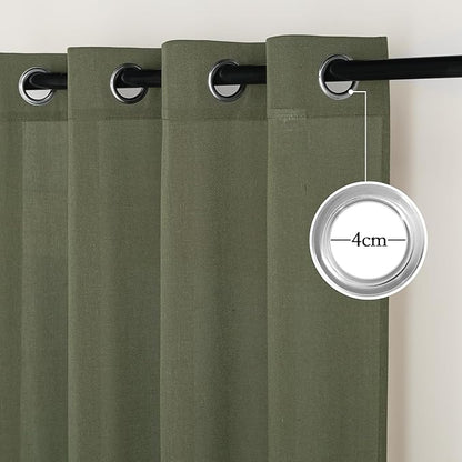 NICETOWN Linen Curtains 84 inch Long, Grommet Thick Linen Blend Window Treatment Vintage & Rustic Style Privacy Added for Bedroom/Living Room, Lichen, W55 x L84, 2 Panels
