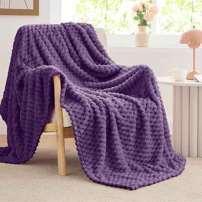 BEDELITE Fleece Throw Blanket for Couch & Bed - 3D Jacquard Decorative Purple Blanket, Super Soft and Cozy Warm Fuzzy Blanket All Seasons Suitable, 50x60Inches