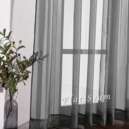 NICETOWN Sheer Voile Window Curtains - Elegant Soft Sheer Window Treatment Home Decorations for Nursery/Bedroom/Office (54" W x 72" L, Dark Grey, 2 Panels)