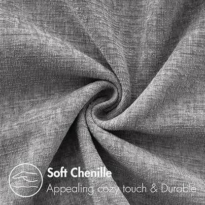 MIULEE Pack of 2 Couch Throw Pillow Covers 18x18 Inch Soft Dark Gray Chenille Pillow Covers for Sofa Living Room Solid Dyed Pillow Cases