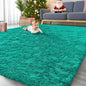 OLANLY 9x12 Machine Washable Large Area Rugs for Living Room, Bedroom, Soft Fluffy Shaggy Bedside Rug, Indoor Floor Carpet for Kids Girls and Boys, Dorms, Nursery, Home Decor Aesthetic, Teal Green