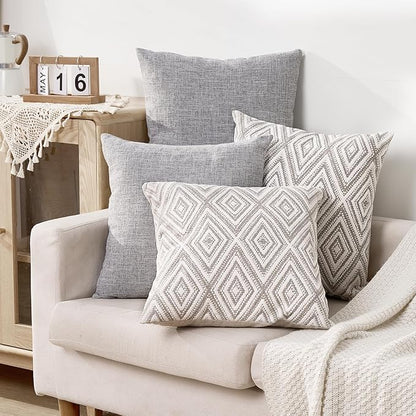 HPUK Decorative Throw Pillow Covers Set of 4 Couch Pillows Accent Cushion Cover for Couch Sofa Living Room, 20"x20" inches, Grey