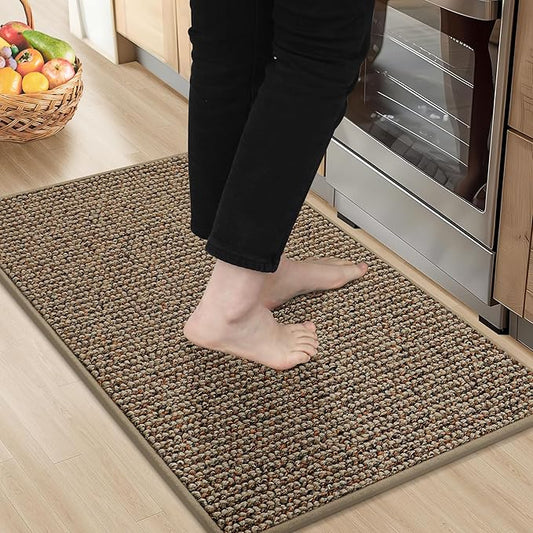 BEQHAUSE Kitchen Rugs 20"x32", Non-Slip Kitchen Mats for Floor, Super Absorbent and Stain Resistant Kitchen Rugs, Machine Washable Rugs for Kitchen, Hallway, Laundry & Sink, Taupe