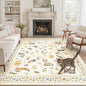 Soalmost Cat 6x9 Area Rugs for Living Room, Machine Washable Animal Floral Vintage Rug Non-Slip Low Pile Soft Throw Rugs for Bedroom Dining Room Kitchen Nursery Playroom (6 x 9,Beige)