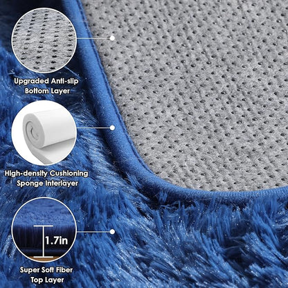ONASAR Navy Blue 6x9 Area Rugs for Living Room Bedroom, Large Fluffy Bedside Throw Rug, Soft Plush Shaggy Fuzzy Floor Carpet for Nursery Kids Girls Boys Teen Dorm Home Office Decor Aesthetic
