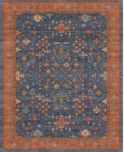 Hazo Haus Washable 3x8 Long Runner for Wide Kitchen Floor - Navy Blue 8ft Hallway Runner Rug, Pet Friendly Waterproof Non Slip with Rubber Backing, Stain Resistant Area Rug