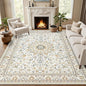 Area Rugs 10x14 Living Room Rug: Washable Rug Soft Vintage Boho Carpet Indoor Floor Non-Slip Stain Resistant Large Carpets for Bedroom Dining Room Farmhouse Nursery Home Office Beige