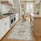 Madane Runner Rug 2'6''x8' Kitchen Runner, Hallway Runner Printed Vintage Washable Rugs Soft Non-Slip Low Pile Runners for Hallways Laundry Room Rug Distressed Rug, Green