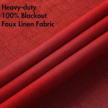 MIULEE Linen Curtains for Bedroom 100% Blackout Thermal Insulated Red Grommet Room Darkening Curtains & Drapes Christmas Decor for Living Room Nursery 52 x 90 Inch (2 Panels)