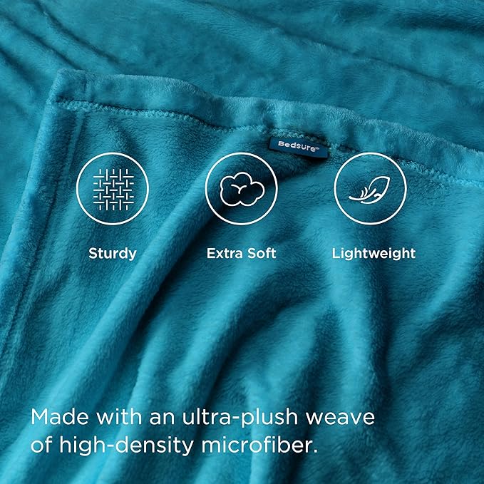 Bedsure GentleSoft Fleece Blankets Queen Size Teal - Bed Blanket Soft Lightweight Plush Fuzzy Cozy Luxury Microfiber, 90x90 inches