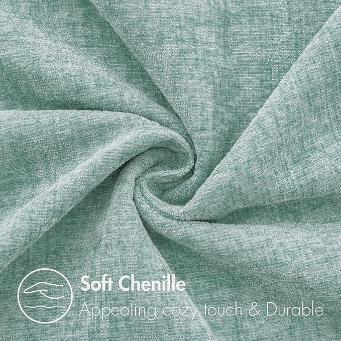 MIULEE Pack of 2 Couch Throw Pillow Covers 16x16 Inch Soft Aqua Green Chenille Pillow Covers for Sofa Living Room Spring Home Decor Couch Solid Dyed Cases