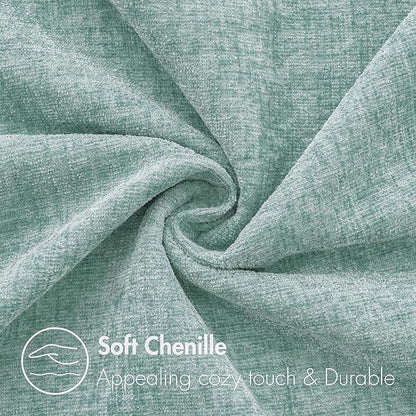 MIULEE Pack of 2 Couch Throw Pillow Covers 16x16 Inch Soft Aqua Green Chenille Pillow Covers for Sofa Living Room Spring Home Decor Couch Solid Dyed Cases