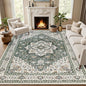 Area Rugs 10x14 Living Room Rug: Washable Rug Soft Vintage Boho Medallion Carpet Indoor Non-Slip Stain Resistant Large Carpets for Bedroom Dining Room Farmhouse Nursery Home Office Green Ivory