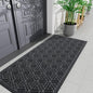 Smiry Front Door Mat Outside Entrance, Heavy Duty Sturdy Natural Rubber Doormat, Trap Dirt and Moisture, Easy Clean Low Profile Mats for Indoor Outdoor Entry, Grid Geometric (71x23, Grey)