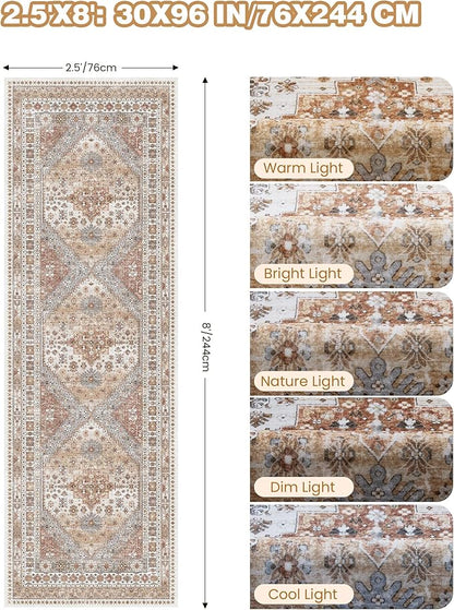 Kitchen Runner Rug Non Slip Washable 2.5x8, Soft Low Pile Entryway Rug Runners for Hallways,Carpet Runner for Living Room,Kitchen, Laundry, Bathroom(Orange,2.5'x8')