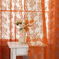 YJ YANJUN Vintage Lace Curtains 102 Inches Long-Rust Retro Floral Burnt Orange Sheer Curtain Panels for Home Office Patio Sliding Door, Rod Pocket, Boho Halloween Fall Decor 2 Panels 52W x 102L