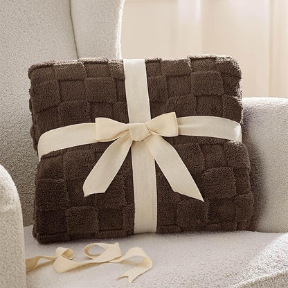 Bedsure GentleSoft Fall Throw Blanket for Couch Brown - Checkered Fleece Blankets Gifts for Kids Girls, Cute Soft Cozy Throw for Bedroom Home Decor Gifts, 50x60 Inches