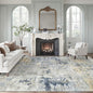 Abstract Rug 8x10 Large Living Room Rugs Neutral Modern Washable Area Rugs for Bedroom Dining Room Non-Slip Stain Resistant Foldable Thin Rug Blue Yellow