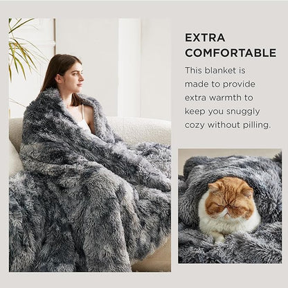 Bedsure GentleSoft Fluffy Fuzzy Faux Fur Throw Blanket for Couch, Soft Sherpa Fleece Cozy Gifts for Women, Plush Bed Blanket Room Decor for Men, Thick Warm Minky Teen Gifts Winter Bedding